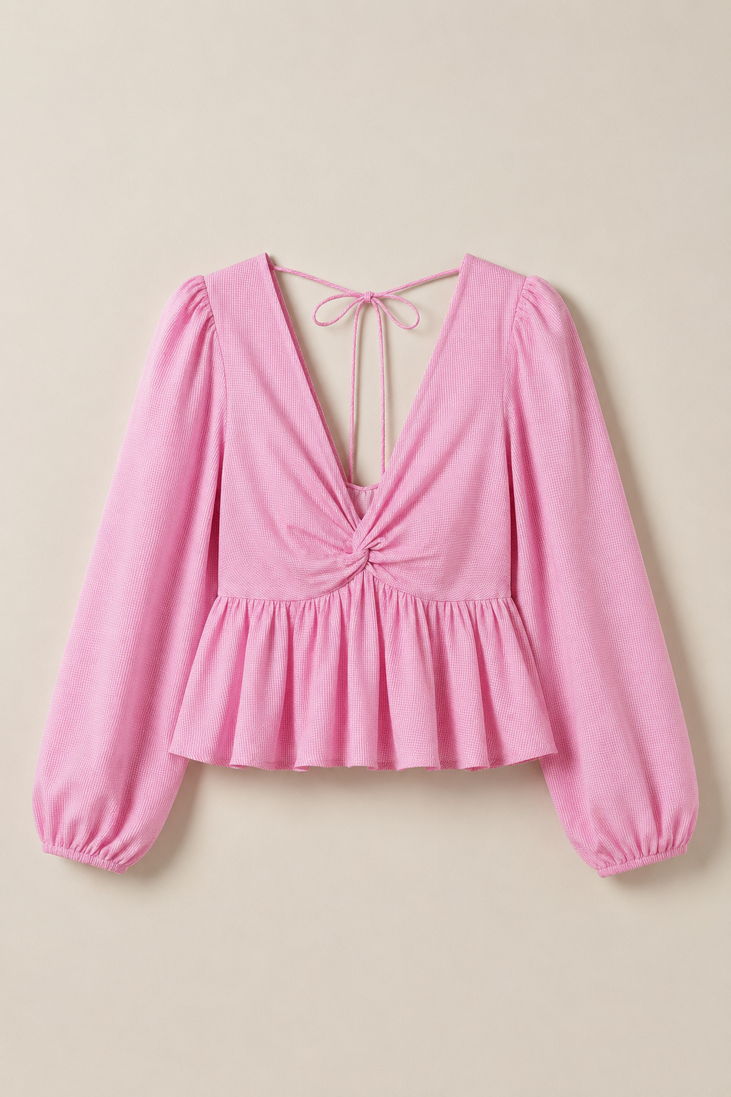 CHIC ELAN Women's Blush Pink Ruched Peplum Top