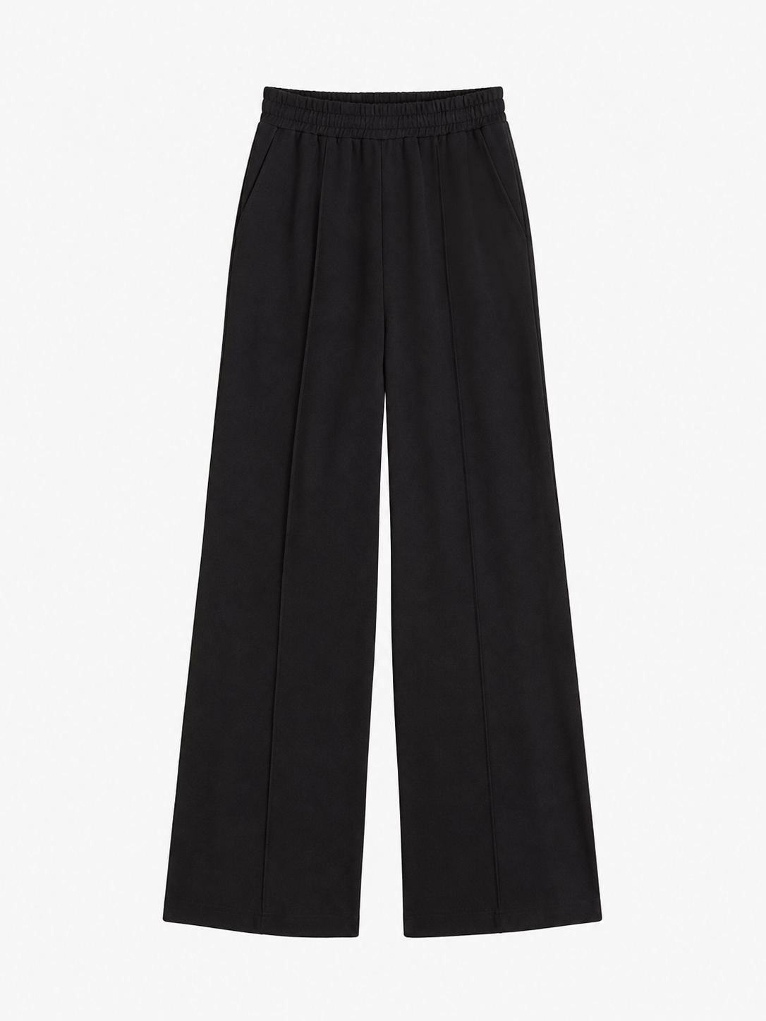 Women's Black High-Waist Wide Leg Trousers with Pockets