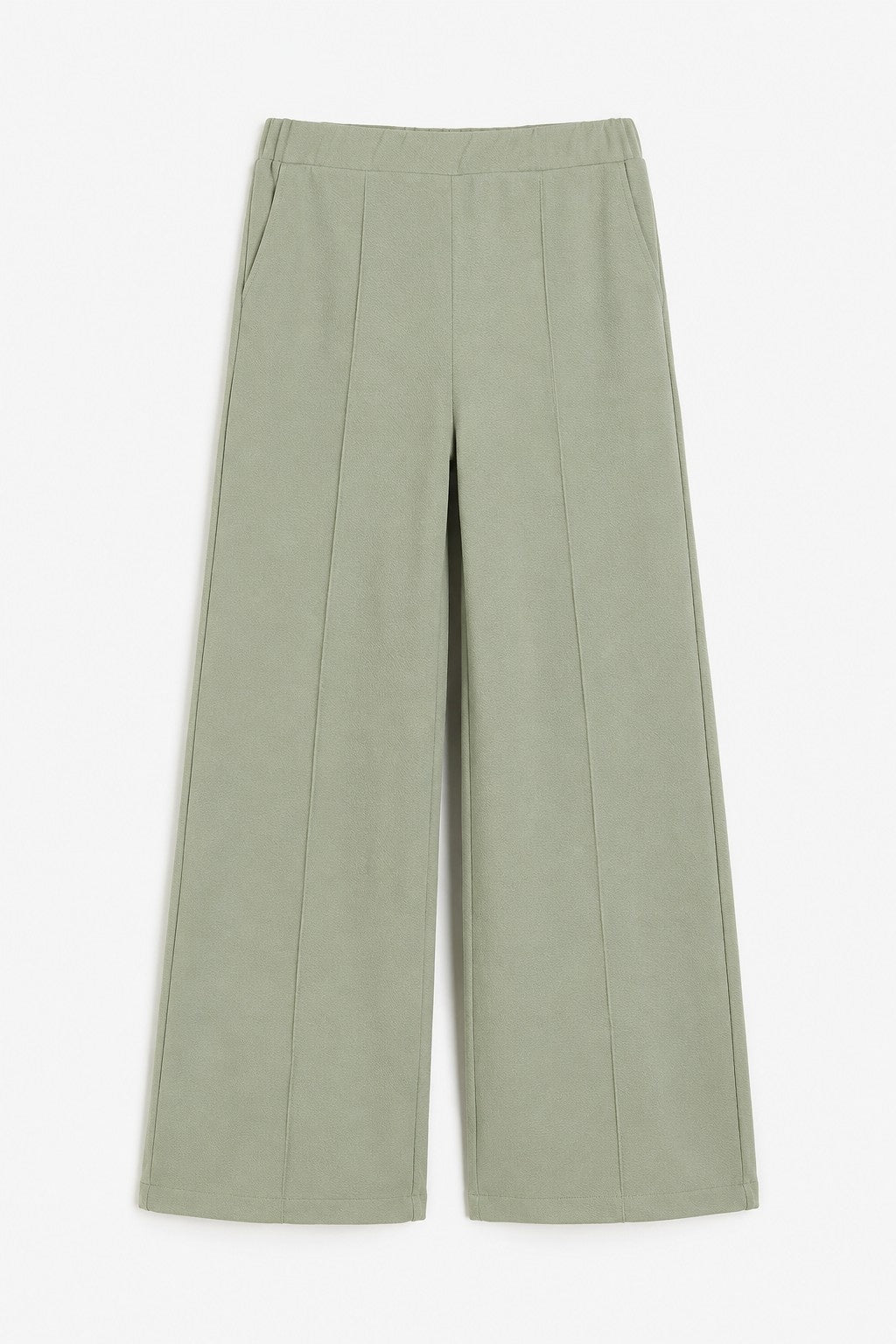 CHIC ELAN Women's Olive Green High Waist Wide Leg Pants | Formal Palazzo Trousers with Pockets